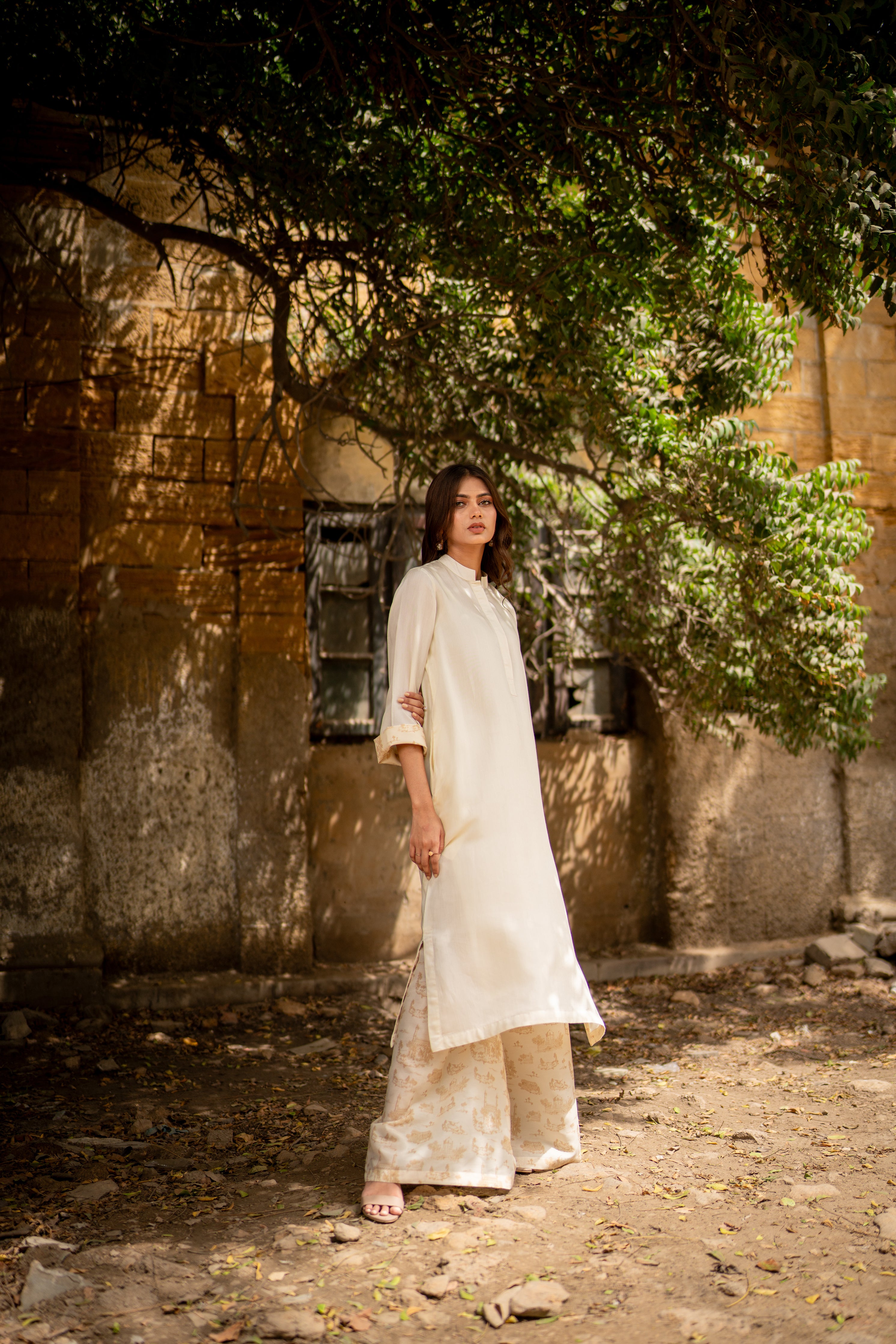 Toile de Karachi Palazzo Pants - Ivory