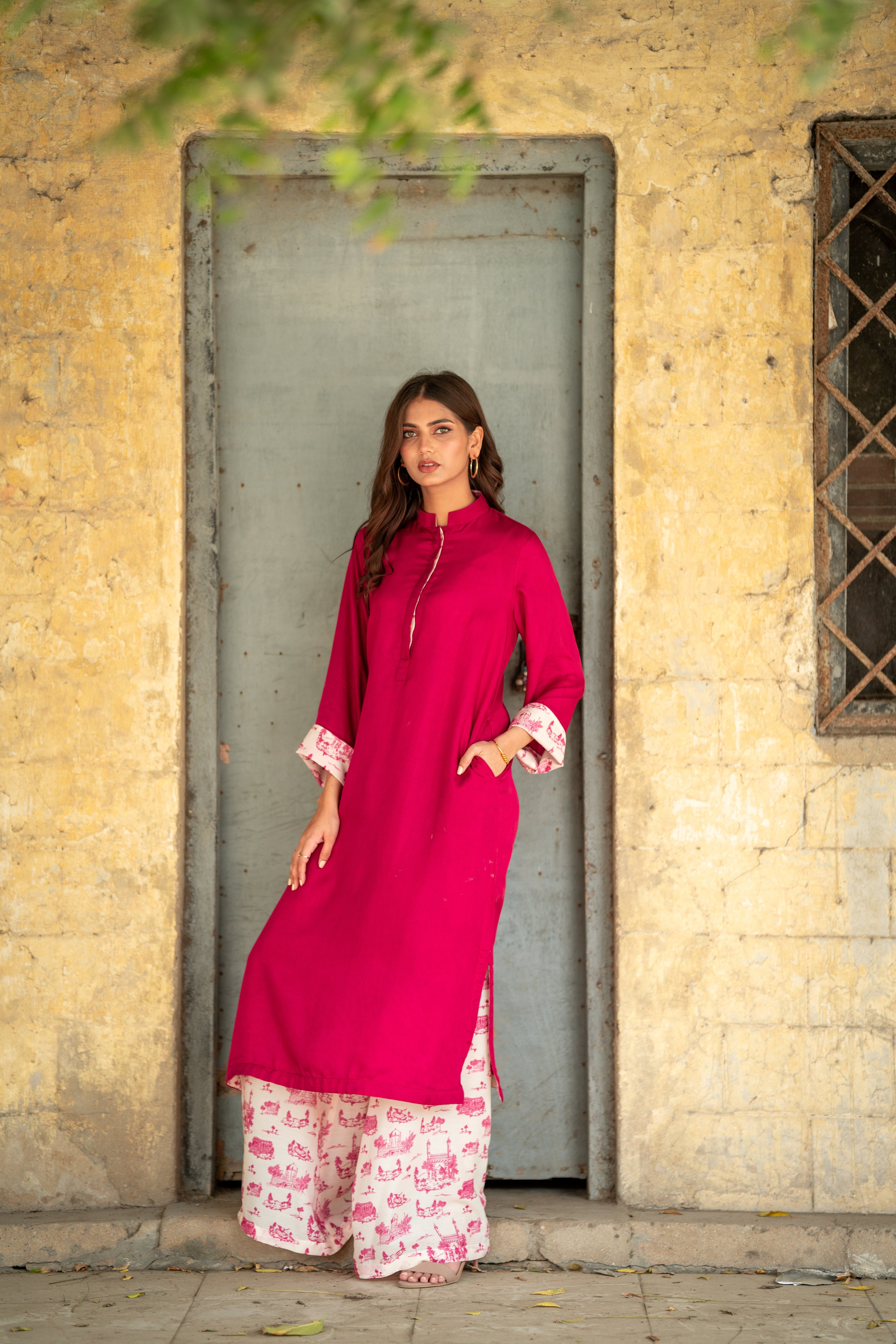 Laela Kurta Set - Rani Pink