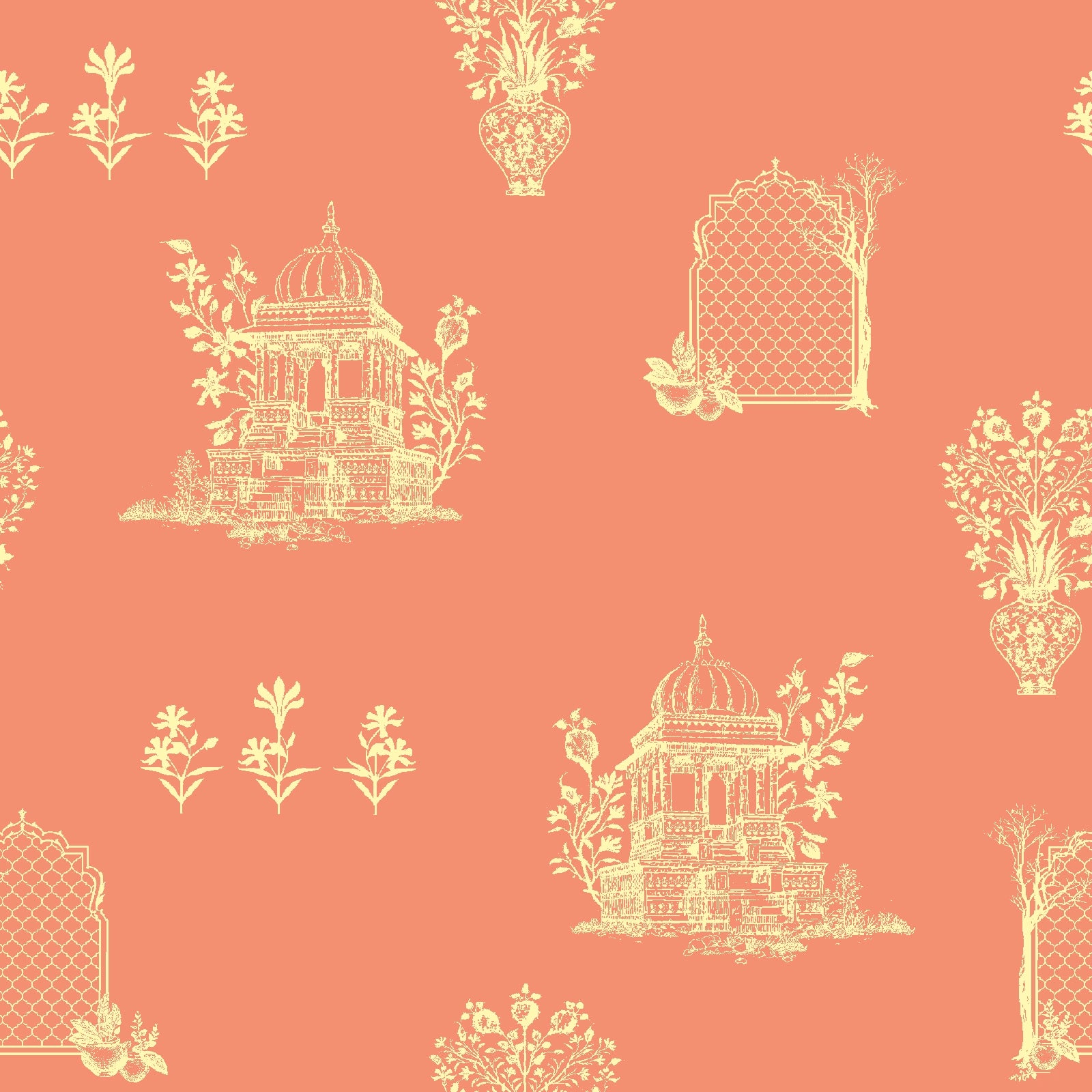 The Mughal Pocket Square - Peach