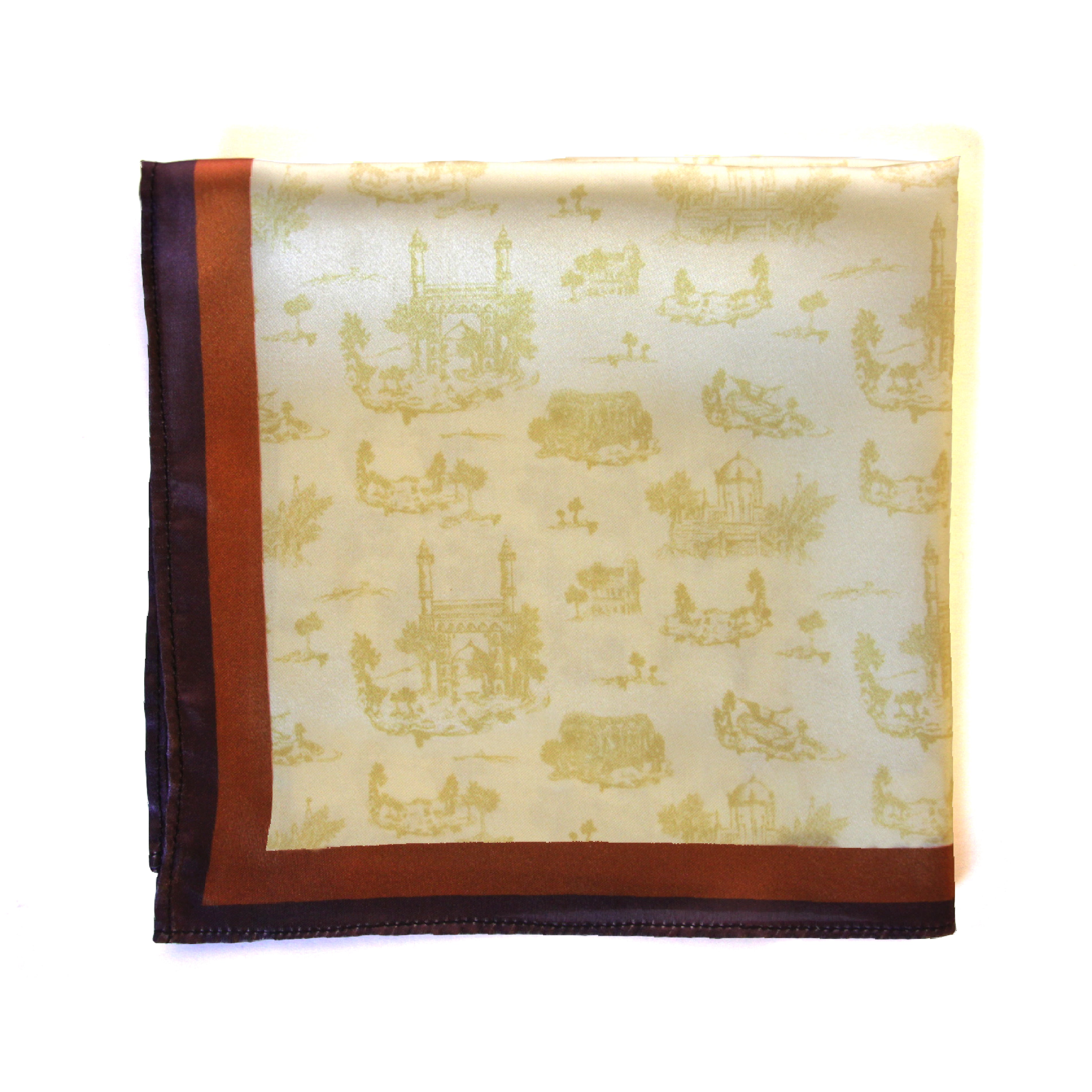 The Toile de Karachi Pocket Square - Brown