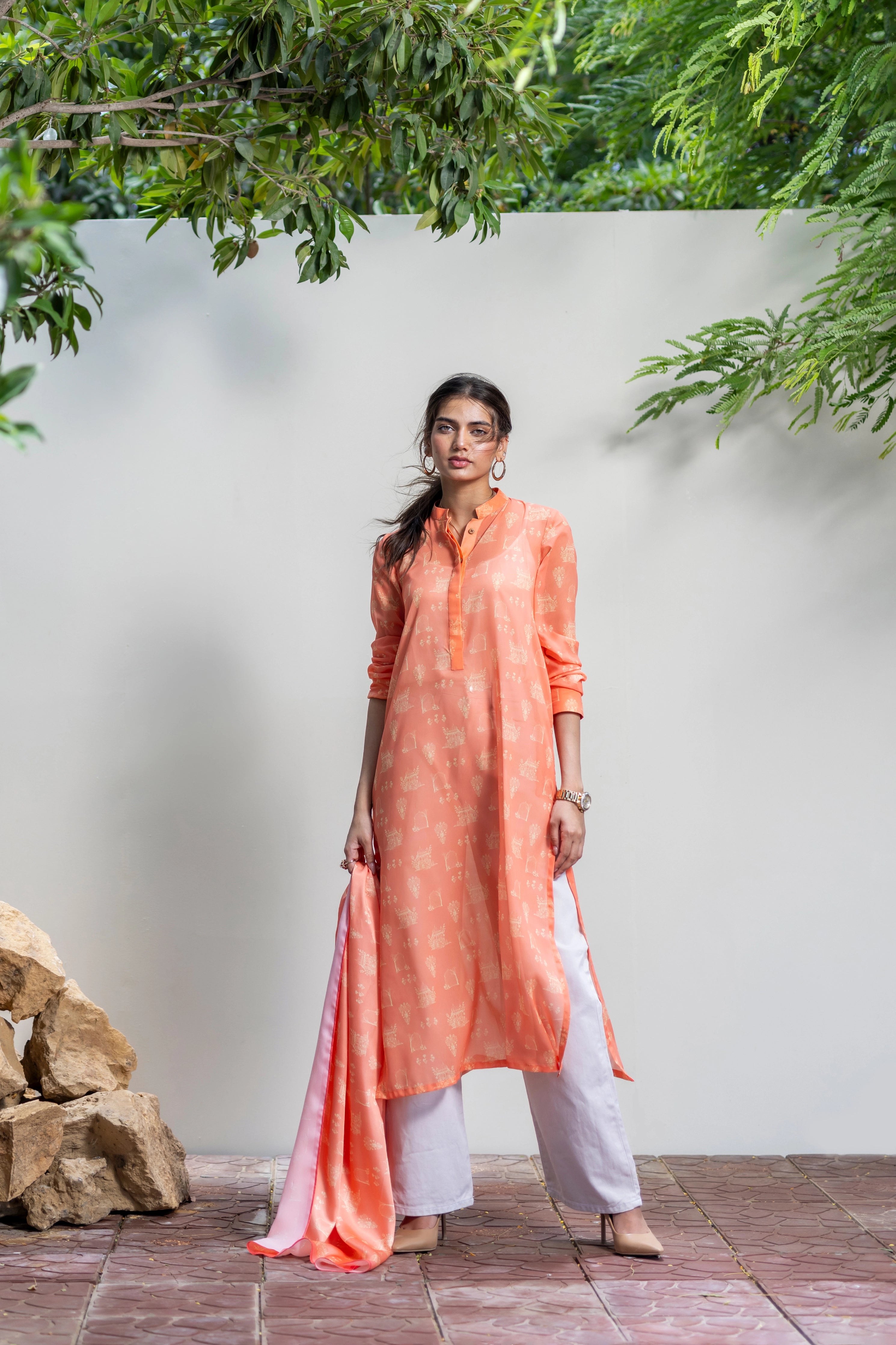 The Mughal Shirt - Peach