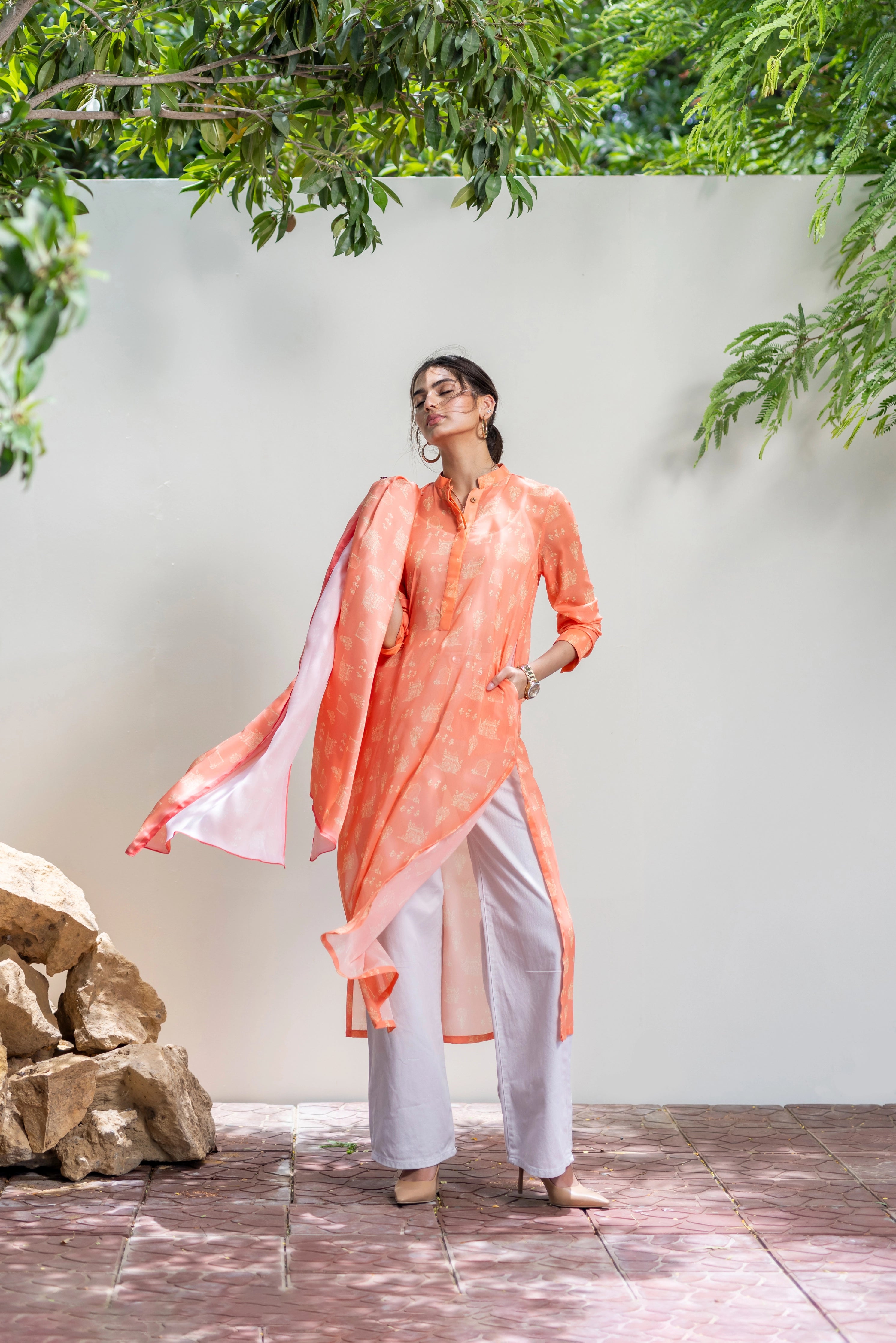 The Mughal Shirt - Peach