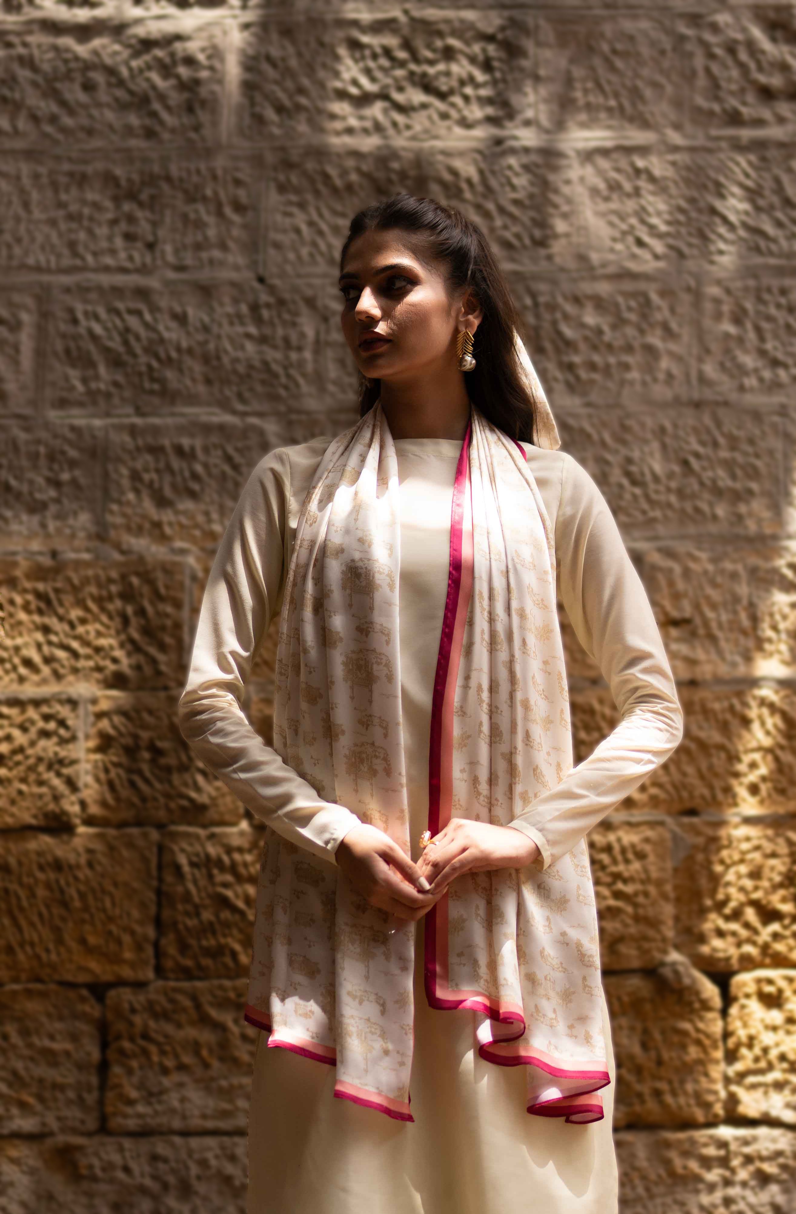 Toile de Karachi - Rani Peach Stole