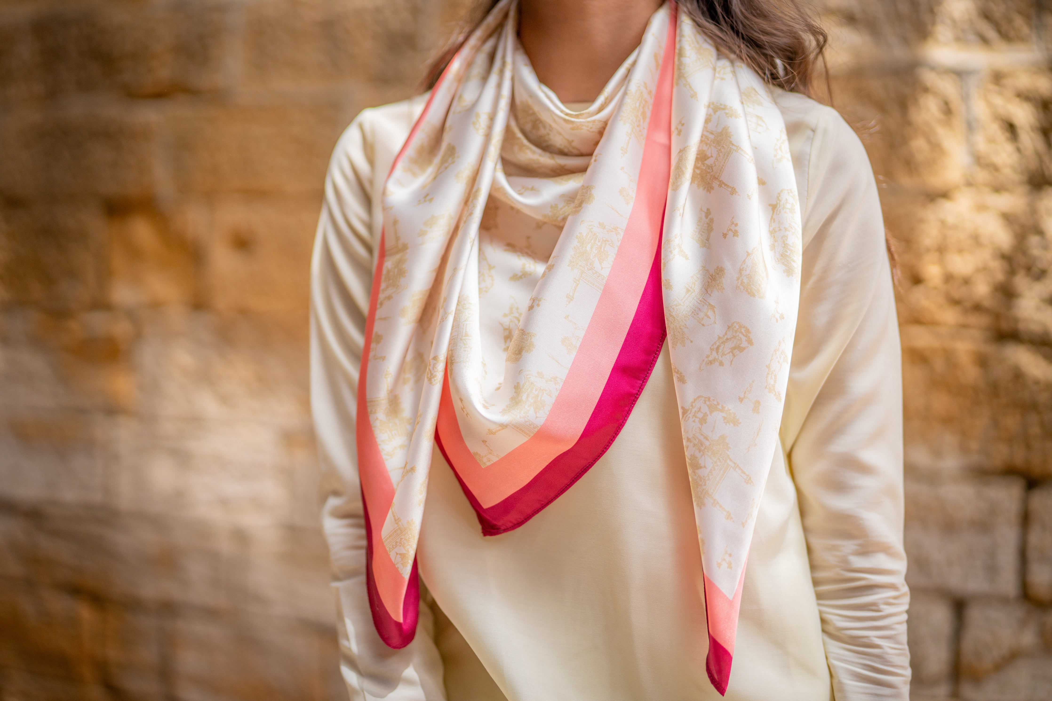 Toile de Karachi - Rani Peach Scarf